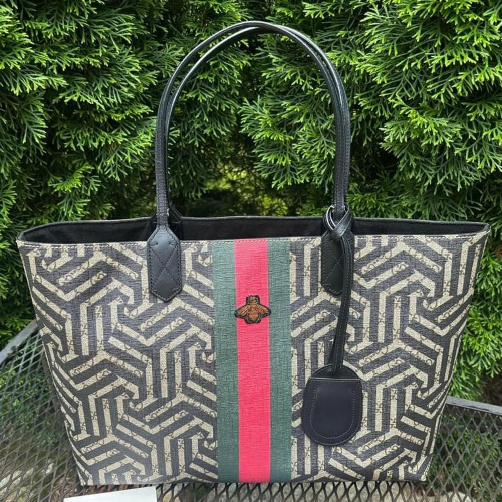 Gucci GG Supreme Monogram Caleido Web Tote Bag Authentic